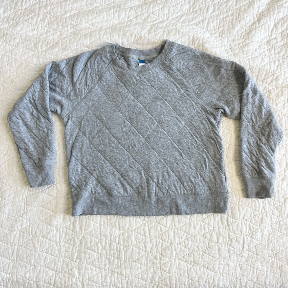 Old Navy  Quilted Womens Sweatshirt Size M Grey Cozy Minimalist Soft Athleisure